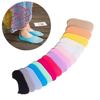 【COD】Fashion Women Candy Color Magic Lady Boat Socks Silicone Invisible Socks Breathable T4C9