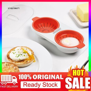 【Ready】Kitchen Microwave Oven 2 Egg Poacher Sandwich Poached Eggs Covered Poached Cup