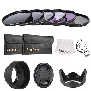 ✚◎Andoer 67mm Lens Filter Kit UV+CPL+FLD+ND(ND2 ND4 ND8) with Carry Pouch / Lens Cap / Lens Cap Hold