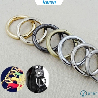 KAREN 5 Pcs Outdoor 28mm Snap Clips Camping Keyring Buckle Backpack Circle Round Carabiner Spring Hiking Keychain/Multicolor