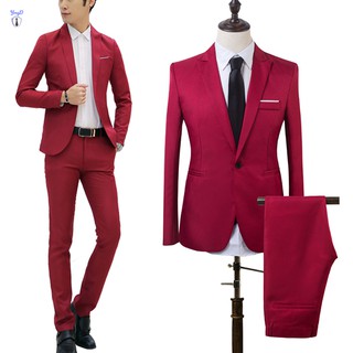 YI 2PCS Men Slim Fit Formal Business Tuxedos Suit Coat Pants for Party Wedding Prom (1)
