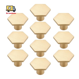 10PCS Brass Cabinet Handles Gold Drawer Knob Hexagonal Knobs for ern Kitchen Cupboard Bedroom Table(with Screws) (1)