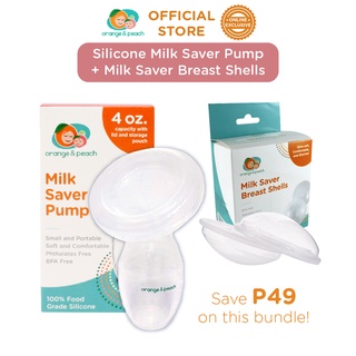 Orange and Peach Milk Saver Pump and Breast Shells Bundle
