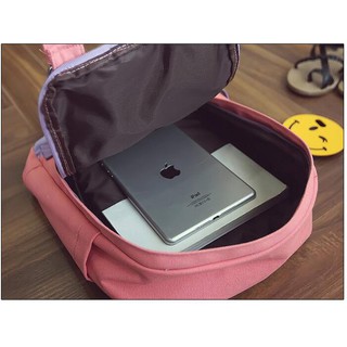 Large Korean Backpack Pastel Canvas Travel Bag School Bag (3)
