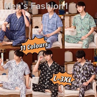 ✑●♚11 Designs Cotton Short Sleeve Cardigan Pajama terno Men Classic Plaid Pajamas Set Sleepwear for Husband Father's Day Gift 睡衣男