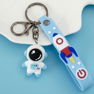 Cute Cartoon Soft Rubber Astronaut Keychain Spaceman Car Key Chain Couple Bag Pendant (6)