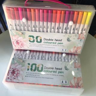 24/48/60/80/100 Colors Set Brush PenDual Tips Brush Pen Set Portable Watercolor Brushes Pens (9)