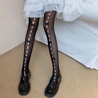 Lolitas Japanese Cute Girls Bow Hollow Stockings Lace Socks (5)