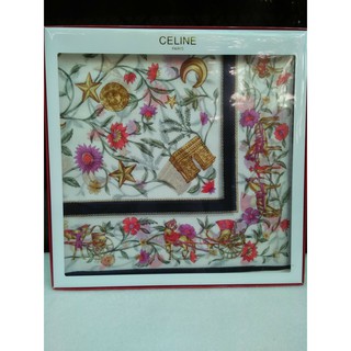Designer Branded CELINE PARIS Handkerchief Hanky Colorful Flower Design