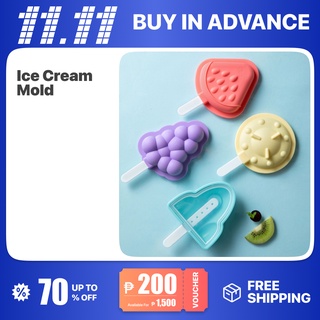 Jordan & Judy 4pcs/set Ice Cream Mold Household Popsicle Ice Cream Silicone Abrasive Homemade Frozen