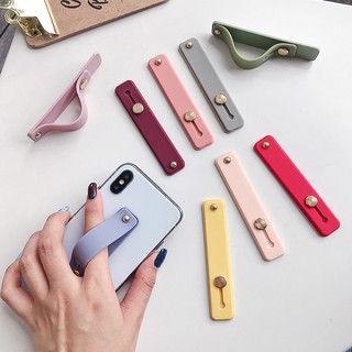Silicone Phone Hand Band Holder Universal Finger Ring Holder For iPhone Wristband Strap Push Pull Grip Stand Candy Color Bracket