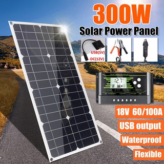 300W 18V Mono Solar Panel USB 12V/5V DC Flexible Controller For Car Boat Charger