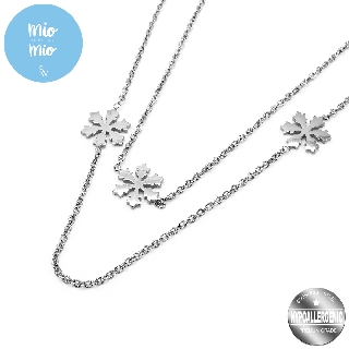 Mio Mio by Silverworks Layered Snowflakes Necklace - Fashion Accessory for Women X4152