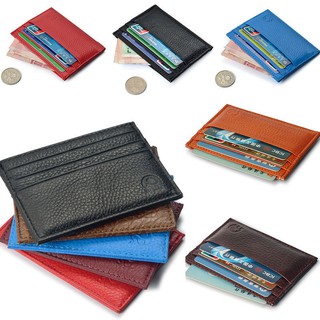 Men's Womens Real Leather Small Id Credit Card Wallet Pocket