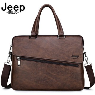 JEEP BULUO Men's Briefcase Office Business Tote Bag 14 Inch Laptop Bag Leather File Hot Messenger B