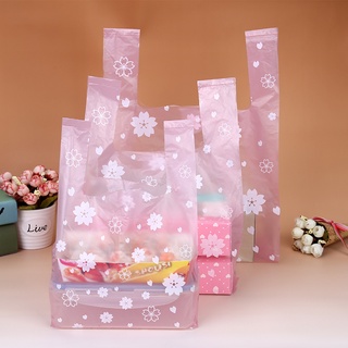 100pcs/lot Supermarket Shopping Plastic bags Pink Cherry Blossom Vest bags Gift Cosmetic Bags Food (3)