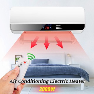 ✤▧LED Display Wall Mounted Air Conditioner Electric Heater Fan Household PTC Remote Control Timer Wa