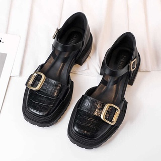 New Thick-heeled Roman Shoes Black Retro Mary Jane Platform Women's Shoes (1)