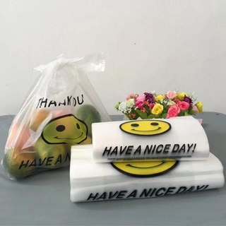 100pcs Lovely Shopping Bags Supermarket Plastic bags with handle food packaging carry out bags (1)