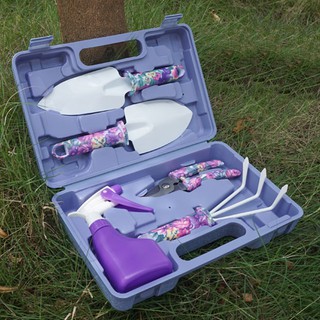 Garden Tools Set, 5 Pieces Gardening Tools with Purple Floral Print (4)