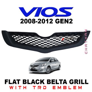 (Flat Black) Belta Grill for Toyota Vios 2008 to 2012 with TRD Emblem