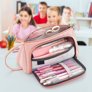 [COD]Big Capacity Canvas Storage Pouch Pen Pencil Case Stationery Bag Holder for School Office
