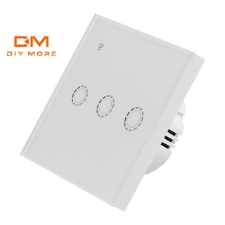 DIYMORETuya Wifi Smart Touch Switch Light No Neutral Wire Switch AC 90V -250V WiFi Push Button Wall Light Switches No Neutral Tuya Wireless Control Alexa Google Home Compatible