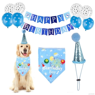 Pet Birthday Party Decor Cat Dog Scarf Hat Collar Banner Accessories For DIY Pet Party Supplies