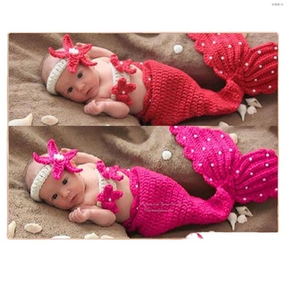 ❂¤♈Baby Newborn Baby Girl Crochet Knit Sea Mermaid Photography Photo Prop Costume Outfit