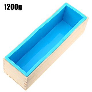 1 set (wood+silicone ) Silicone Soap Loaf Mold Wooden Box DIY Making Water-proof Baking Tool (6)