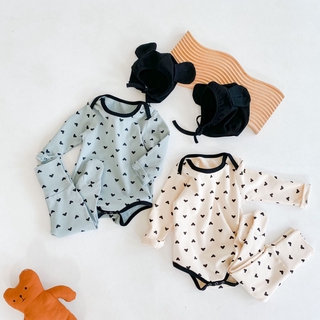 Autumn 2020 Korean-style cartoon cotton baby clothes suit baby long-sleeved baby bodysuit romper trousers suit