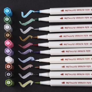 10 Colors 1-2mm Metallic Marker Pen DIY Scrapbooking Crafts Soft Brush Pen Art Marker Pen for Stationery School Supplies
