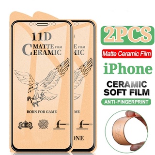 2Pcs Ceramic Full iPhone 5 5S 6 6S 7 8 Plus XR X XS Max 11 12 13 Pro Max SE 2020 Tempered Glass