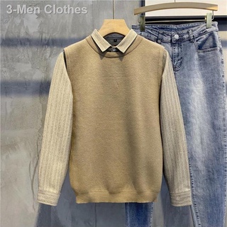 ☃Fake two-piece shirt collar sweater men s autumn and winter 2021 new men s long-sleeved sweater cas (4)