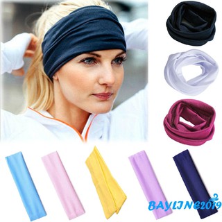 □◎??Ay-Women Men Yoga Sports Wide Headband Elastic Boho Hair Band Head Wrap Wristband