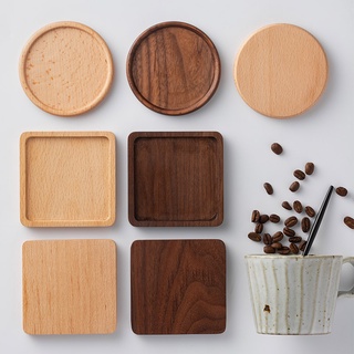 Drink Mat Walnut Wood Coasters Placemats Decor Tea Coffee Cup Pad Durable Square Round Home Table Bowl Teapot