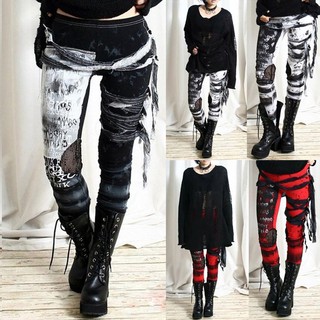 ❦bsjstore❦Women's Cool Ultra Gathered Pants Gothic Rocker Distressed Punk Tie pant