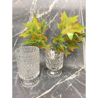 Embossed glass high with vase transparent legs