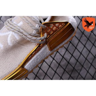 zhshe New Adidas Pharrell BBC NMD Human Trail Running Shoes for Man Women Gold (7)
