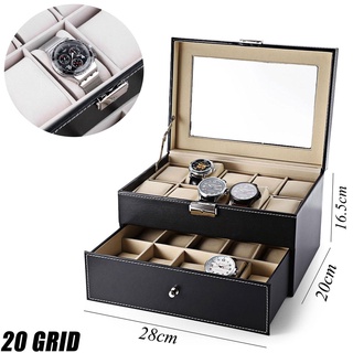 storage❁❈Leather Jewelry Watches Display Storage Watch Box Organizer Case Professional (Black)