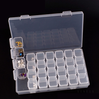 Clear Plastic 28 Slots Adjustable Jewelry Storage Box Case Craft Organizer Beads