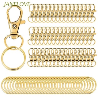 JLOVE 100 Pieces Gold Swivel Clasps Set 50 Pcs Swivel Clasps 50 Pcs Bright Key Ring Metal Hook Lobster Claw for Keychain