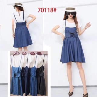 Denim Jumper Skirt Terno Included T/S Maong Jumper Skirt 2IN1 Terno Korean Fashion Jumper Jumpsuit