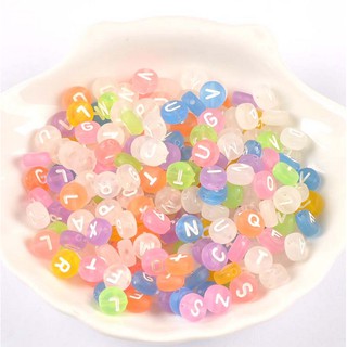 100PCs Mixed colors Acrylic Frosted Alphabet/Letter Round Beads For Jewelry Making 7mm