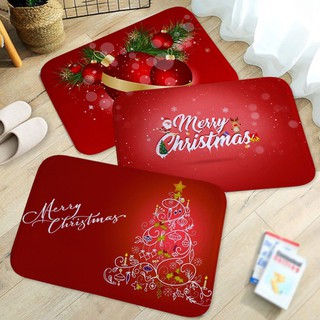 Bright Red Merry Christmas Pattern Kitchen Bathroom Door Anti-slip Floor Mats