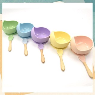 【Available】Baby food-grade silicone complementary bowl spoon set children's food tableware powerful