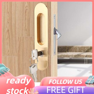 [Ready Stock] Zinc Alloy Sliding Door Lock Handle Anti-theft with Keys for Barn Wood Furniture Hardware