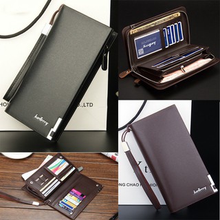 Final stock Business Men's Wallets Solid PU Leather Long Wallet