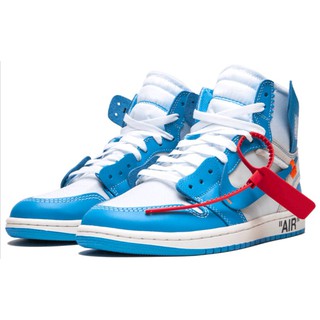 Off-White x Air Jordan 1 High OG "UNC" North Carolina Blue Retro Basketball Shoes Trend Men's and