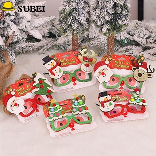 SUBEI Adult Kids Christmas Party Glasses Cartoon Xmas Decoration Toy Christmas Decorative Glasses Santa Claus Photo Frame Props Snowman Holiday Dress Up Shiny Xmas Glasses Frame